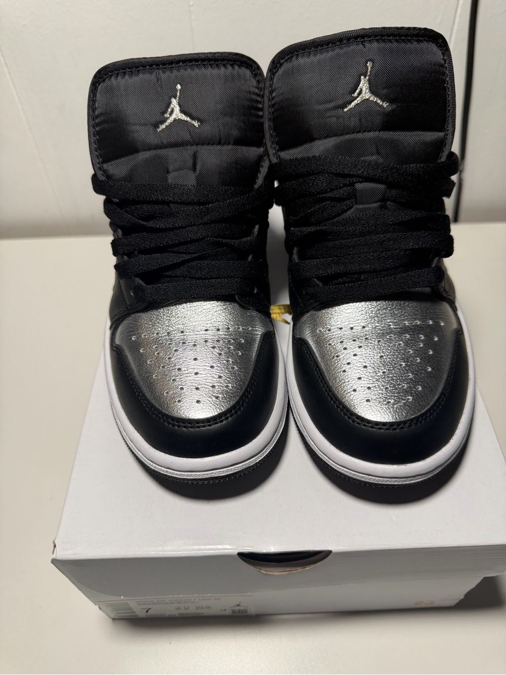 Nike Air Jordan 1 Low - Black & Metallic Silver - Picture 3 of 6